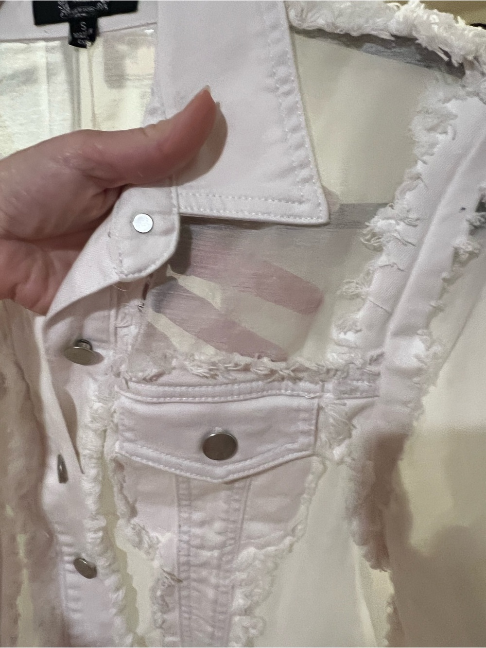 NWT AZI White Frayed Sheer Denim-Style Jacket $103 - Picture 5 of 10